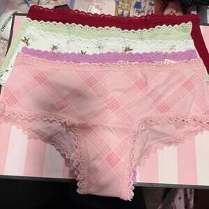 Victoria's Secret 5-Pack Lace Waist Cotton Cheeky Panties